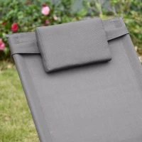 Outsunny Outdoor Garden Rocking Chair, Patio Sun Lounger Rocker Chair with Breathable Mesh Fabric, Removable Headrest Pillow, Armrest, Side Storage Bag, Grey(m-8)