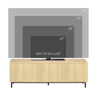 HOMCOM TV-Bank im Skandi-Design, 3 Schrankfächer, versetzbare Einlegeböden, Kabelmanagement, 150 x 40 x 51 cm(m-7)