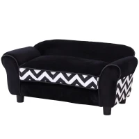 PawHut Dog Sofa Bed for XS-Sized Dogs, Cat Sofa with Soft Cushion, Pet Chair Lounge with Washable Cover, Removable Legs, Wooden Frame - Black(m-11)