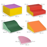 HOMCOM Juego de 6 Bloques de Espuma para Niños de 12-36 Meses Juguete Educativo de Construcción 150x100x24 cm Multicolor(m-3)