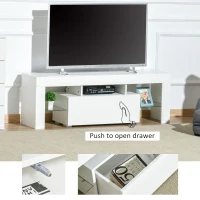 HOMCOM High Gloss TV Stand Cabinet with LED RGB Lights and Remote Control for 43"/50"/55" TV, Media TV Console Table with Storage Compartment, White(m-6)