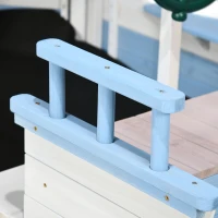 Outsunny Wooden Kids Sandpit, Children Sandbox w/ UV Protection Canopy, for Ages 3-8 Years - Blue(m-8)