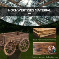 Outsunny Pflanzen-Schubkarre Hochbeet aus Holz, wetterbeständig, 120 x 41 x 50 cm, Braun(m-6)