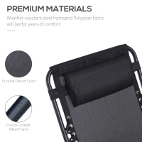 Outsunny Folding Zero Gravity Chairs, 3 Pieces Adjustable Sun Lounger and Table Set with Cup Holder and Headrest, Patio Bistro Set with Reclining Garden Chairs for Outdoor, Black(m-7)