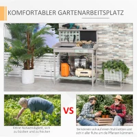 HOMCOM Pflanztisch Gärtnertisch Gartentisch Blumentisch mit Schublade und Wanne für den Garten Tannenholz Mintgrün + Grau 92 x 42,5 x 119,5 cm(m-6)