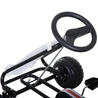 Coche de Pedales Go Kart Racing Deportivo con Asiento Ajustable Embrague y Freno Juguete Exterior 101.5x65.5x59.5cm Marco Hierro Blanco y Negro(m-9)