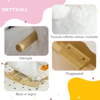 HOMCOM Animale a Dondolo a forma di Coniglio con Suoni e Cintura di Sicurezza, 60x33x50 cm, Bianco(m-7)