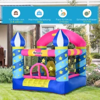 Outsunny Selbstaufblasende Hüpfburg, inklusive Gebläse, 1 Reparatur-Kit, für Kinder von 3 bis 12 Jahren, Bunt(m-5)