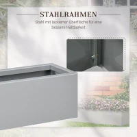 Outsunny Pflanzkübel, lackierter Stahl, wetterbeständig, 91 cm x 22 cm x 22 cm, Grau(m-5)
