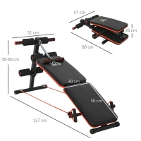 HOMCOM Sit Up Bench Core Workout Adjustable Thigh Support Foldable for Home Gym w/ Arm Pulling Rope Black(m-3)