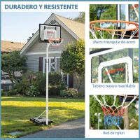 SPORTNOW Canasta de Baloncesto con Ruedas Altura Ajustable 245-305 cm y Base Rellenable para Exterior 90x83x360cm Blanco(m-7)