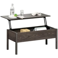 HOMCOM Lift Top Coffee Table, 98cm Wide Lift Up Tea Table with Large Hidden Storage for Living Room, Tan(m-1)