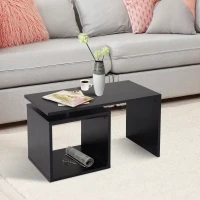 HOMCOM Table basse contemporaine design géométrique carré rectangulaire 77L x 40l x 44H cm noir mat(m-2)
