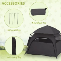 PawHut Foldable Dog Cat Tent with Water-Resistant Oxford, Carry Bag for Extra Large Dog, Charcoal Grey(m-7)