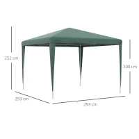 Outsunny Carpa Desmontable 3x3 m Cenador Pabellón de Jardín con 4 Orificios de Drenaje y Marco de Acero para Terraza Patio Verde(m-3)
