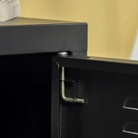 HOMCOM Nachttisch, Beistelltisch mit verstellbarem Regal, Tür, Nachtschrank für Schlafzimmer, Wohnzimmer, Metall, Schwarz, 50 x 40 x 47,5 cm(m-7)