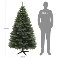 HOMCOM Weihnachtsbaum, Kunsttanne, 1,8 m hoch, flammhemmend, stabile Metallbasis, Grün(m-3)