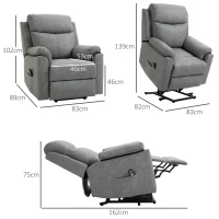 HOMCOM Faux Leather 70° Electric Riser Recliner Chair - Grey(m-3)