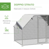 Pawhut Recinto per Galline in Metallo Galvanizzato e Tessuto Oxford con Porta con Blocco 280x193.5x195 cm(m-4)