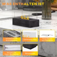 HOMCOM Ethanolkamin, Tischkamin, Hartglas, Betonschale, 20-25 Min Brenndauer, 0,15 L Kapazität, bis 18 m², grau(m-7)