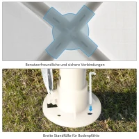 Outsunny Pavillon 2,7x2,7m Rechteckig Wasserabweisend Stabil Winterfest Pavillon Partyzelt Gartenzelt Gartenpavillon Festzelt für Camping Garten, Weiß(m-6)