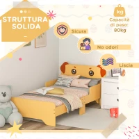 ZONEKIZ Lettino per Bambini 3-6 Anni con Sponde Laterali Anticaduta in MDF, 143x74x66 cm, Giallo(m-6)