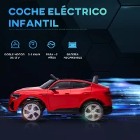 HOMCOM Coche de Batería para Niños 12V Audi E-tron con Mando a Distancia Faros Bocina Música Velocidad 3-5 km/h Rojo(m-4)