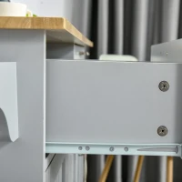 HOMCOM Carro de Cocina con Ruedas Isla de Cocina con 2 Cajones y Barra para Colgar para Comedor 121x46x91 cm Gris(m-9)