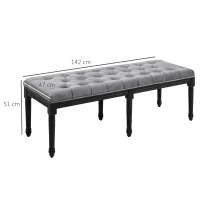 HOMCOM Fabric Bed End Bench Side Chaise Lounge Sofa Velvet Upholstered Tufted Accent Window Seat for Bedroom, Living Room, Hallway, Grey(m-3)