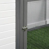 PawHut Gallinero de Madera de Pino Refugio Jaula para Gallinas Pollos Exterior con Caja Nido Bandeja Extraíble y Espacio para Correr 196x76x97 cm Gris(m-9)