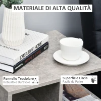 HOMCOM Tavolino da Salotto Soggiorno Moderno in Legno Effetto Cemento con 3 Ripiani 45x40x55cm Grigio(m-5)