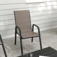 Outsunny Set of Four Stackable Mesh Seat Chairs - Grey(m-7)