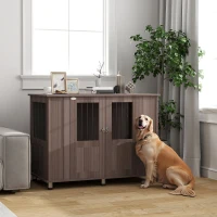 PawHut Dog Crate Table for Medium and Large Dogs with Magnetic Door for Indoor Use, 116 x 60 x 87 cm, Purple(m-10)