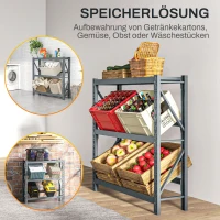 HOMCOM Getränkekistenregal, bis 6 Kisten, höhenverstellbar, Stahlrahmen, 110x30x110 cm, Grau(m-9)