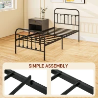 HOMCOM Single Minimalistic Metal Bed Frame - Black(m-7)