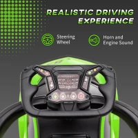 AIYAPLAY Kids 2-In-1 Lamborghini Ride-On and Stroller, with Horn - Green(m-7)