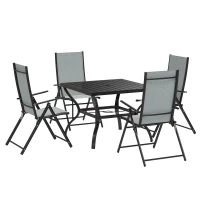Outsunny Five-Piece Steel Frame Patio Set - Grey/Black(m-11)
