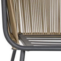 Outsunny Set 2 Poltroncine con Tavolino da Esterno in Rattan PE Stile Boho, Cachi e Grigio(m-9)