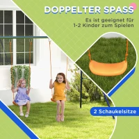 Outsunny Kinder-Schaukelgestell mit 2 Schaukelsitzen, für 3-8 Jahre, Stahl, 2,7 x 1,6 x 1,8 m(m-4)