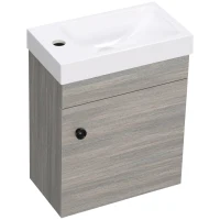 kleankin Bathroom Vanity Unit with Basin, Wall Mounted Bathroom Wash Stand with Sink, Tap Hole and Storage Cabinet, Grey(m-10)