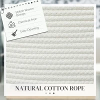 HOMCOM 36L Cotton Rope Laundry Basket, with Handles - Cream White(m-4)