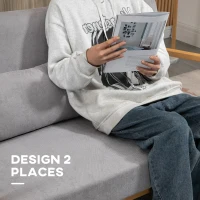 HOMCOM Canapés 2 places design contemporain en tissu aspect velours pieds bois massif 122 x 71 x 76 cm gris(m-6)