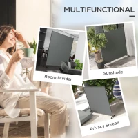 Outsunny 183 x 181cm Outdoor Privacy Screen, with Wheels - Dark Grey(m-4)