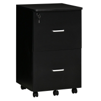 Vinsetto Cajonera de Oficina Mueble Auxiliar con 2 Cajones Cierre con Llave para Estudio Despacho 43x45x72 cm Negro