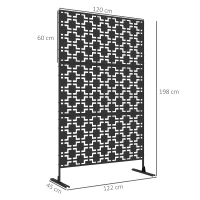 Outsunny Metal Decorative Privacy Screen Outdoor Divider, Black Grid(m-3)