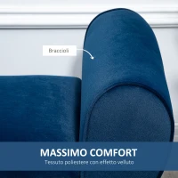 HOMCOM Panca Contenitore Imbottita per Interno in Tessuto Vellutato con Braccioli, 118x42x66cm - Blu(m-6)