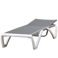 Outsunny Aluminium Frame Sun Lounger, with Adjustable Back - Grey(m-11)
