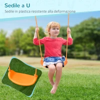 Outsunny Altalena per Bambini 3-8 Anni da Giardino in Acciaio e PE con Seggiolino e Picchetti, 163x145x181 cm(m-5)