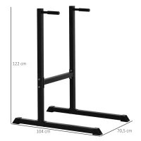 HOMCOM Dipstation Dipständer Dip Dipper Stangen Ständer Bauchtrainer Rückentrainer Stahl bis 120 kg belastbar Fitnessgerät für Zuhause Krafttraining Schwarz(m-3)