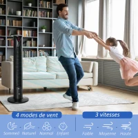HOMCOM Ventilateur colonne silencieux oscillation 70° minuterie 12h 4 modes 3 vitesses 45W 31,5 x 31,5 x 96 cm noir(m-4)